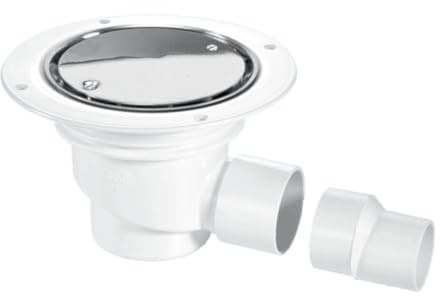 McAlpine TSG50SS 50mm Water Seal Trapped Gully, Clamp Ring and Cover Plate, 2 Horizontal Outlet with 2 x 1.5 Socket Reducer.