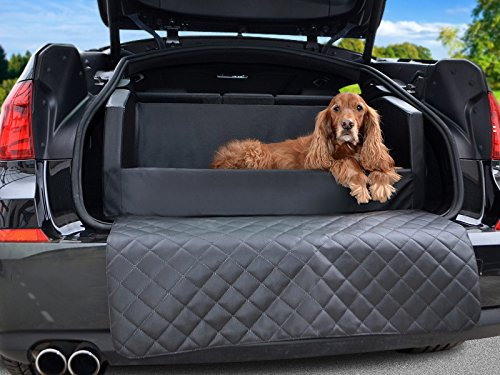 Travelmat PLUS Kofferraum Hundebett fürs Auto 90x70 cm Kunstleder mit orthopädischer Liegefläche schwarz
