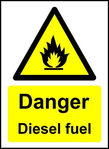 Danger Diesel Fuel Safety Sign - Self Adhesive Sticker 100mm x 75mm