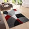 VIMODA Teppich Geometrische Kreismuster Meliert in Grau Weiß Schwarz und Rot, Maße:80x250 cm