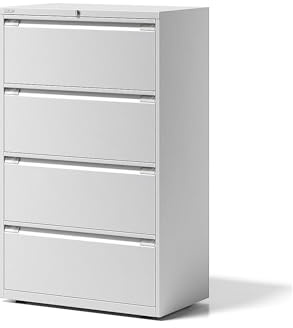 BISLEY Hängeregistraturschrank Essentials, 4 Hängeregistratur H 304 mm, Metall, 696 Verkehrsweiß, 47 x 80 x 130 cm