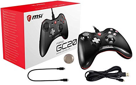 MSI Force GC20 - Mando con Cable USB con Cruz Intercambiable para PC con Windows y Smartphones Android