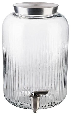 APS 10855 Getränkespender, 7 Liter, Glasbehälter, Edelstahl Zapfhahn, Ø 20 cm, Höhe 30,5 cm