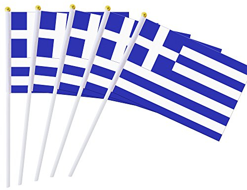 Kleine Mini-Griechenland-Flagge, griechische Flagge, runde Spitze, Party-Dekorationen für Paraden, Weltmeisterschaft, Festivals, Veranstaltungen, internationale Festivals, Festivals, 25 Stück.