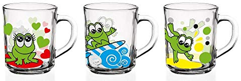 Sendez 6 Tassen Frosch-Motiv Becher 220 ml Teegläser Kindergläser Trinkgläser Kindertassen
