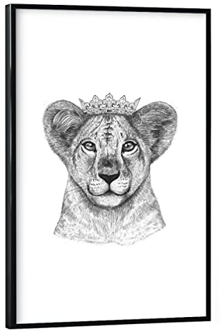 artboxONE Poster mit schwarzem Rahmen 30x20 cm Prints & Kunstdrucke Tiere The Lion Princess - Bild löwe kind kinder