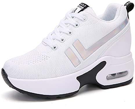AONEGOLD Sneakers Donna Zeppa Scarpe da Ginnastica Sportive Running Fitness Casual Tacco Zeppa 8.5 CM
