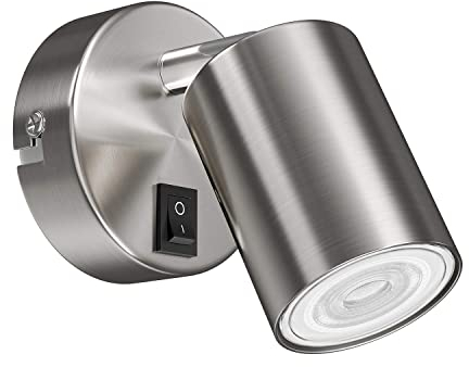 ledscom.de Wandspot WAIKA, einflammig, mit Schalter, GU10, chrom matt, inkl. GU10 LED Lampe (weiß, 5,3W, 504lm, 44°)