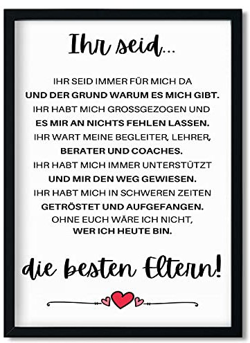 Urhome Kunstdruck Definition Die besten Eltern ohne Bilderrahmen in DIN A4 - Worterklärung wie im Duden Lexikon Wandbild Wanddeko mit Spruch für Wohnung Familie Freunde Geschenk