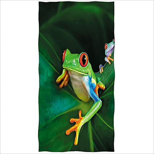 YISUMEI Badetuch, Grüner Frosch, Tiermotive Mikrofaser Strandtuch 70 x 140 cm