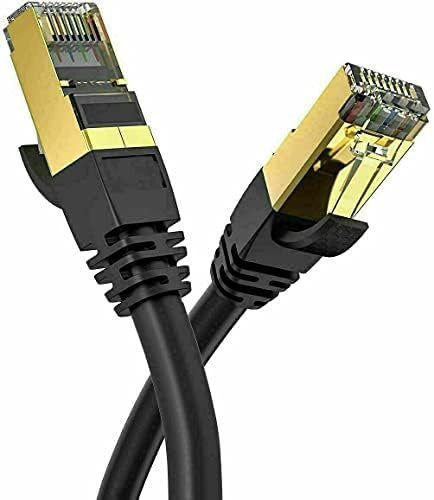 Reldor Black CAT8 RJ45 Network Ethernet Cable Gold Plated 40Gbps SSTP Ultra High Speed Modem Connector LAN round internet cable Lead Patch cable for use in Home Office and Gaming cables (2M)