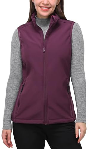 33,000ft Weste Damen Outdoor Leichte Softshell-Weste Ärmellose Jacke Winddichte Fleece Damenweste für Laufen Golf Wandern Violett 44