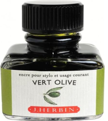 Lote de 4 tintas tradicionales para bolígrafo en frasco D, 30 ml, color verde oliva