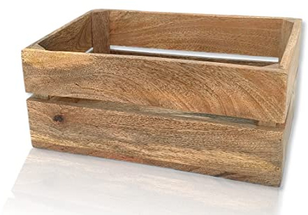 DARO DEKO Holz Kiste natürlich braun 41 x 31cm Vintage Aufbewahrungsbox Obstkiste Weinkiste Holzkiste