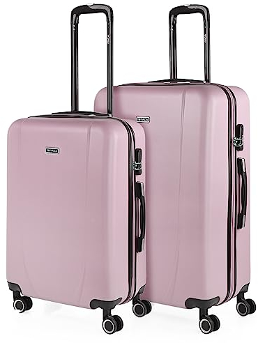 ITACA - Valises. Lot de Valise Rigides 4 roulettes - Valise Grande Taille, Valise soute Avion, Bagages pour Voyages.Ensemble Valise Voyage. Verrouillage à Combinaison, Rose