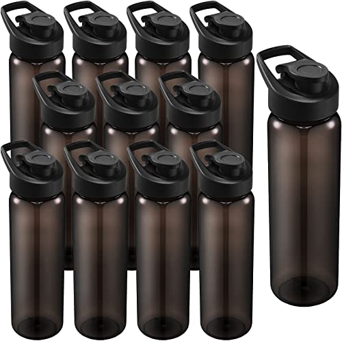Mimorou 12 Stück 680 ml Sport-Wasserflaschen aus Kunststoff, Sport-Trinkflaschen, Set, Sport-Wasserflaschen, für Fitnessstudio, Outdoor-Sport, Radfahren, Camping, Wandern, Yoga (Transparent)
