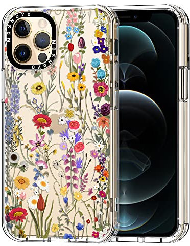 MOSNOVO für iPhone 12 Pro Max Hülle – Durchsichtige, schlanke, stoßfeste TPU+PC-Handyhülle, [6,6 Fuß Fallschutz/Anti-Abziehen] - Wildblumenwiese