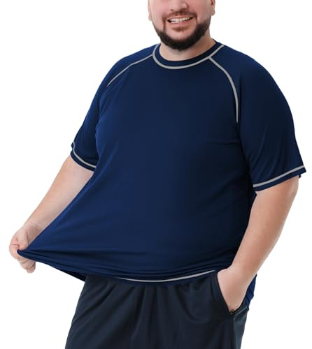 Men's Large Sizes Plus Size Swimming Shirt Rash Guard Men's Protection Beach T-Shirt Short Sleeve Extra Long Oversized T-Shirt Men