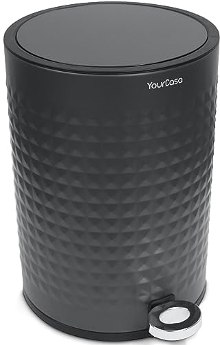 YourCasa Mülleimer Bad 5L aus Edelstahl [Pyramiden Effekt] für Badezimmer und Wohnbereich - Kosmetikeimer mit Deckel & Softclose - WC Abfalleimer klein Badeimer Abfallbehälter Kosmetik (Anthrazit)