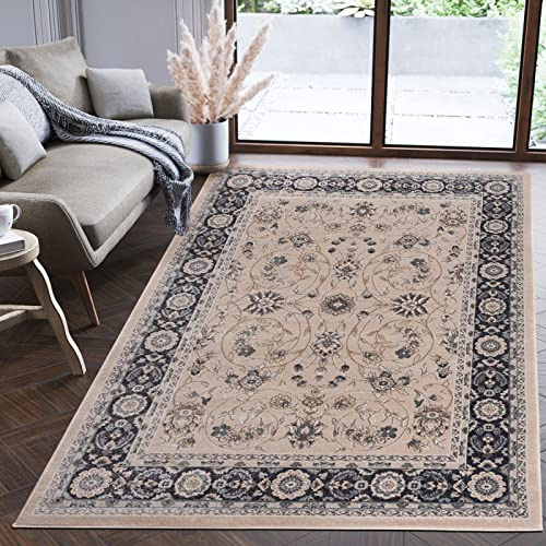 Mazovia Teppich Flur 120x170cm Creme Klassisch Traditionell Weich Dekorativ | Teppich für Eingangsbereich Küche Büro Wohnzimmer Schlafzimmer Beige Pflegeleicht Fußbodenheizungsgeeignet Mittelflor Elegant