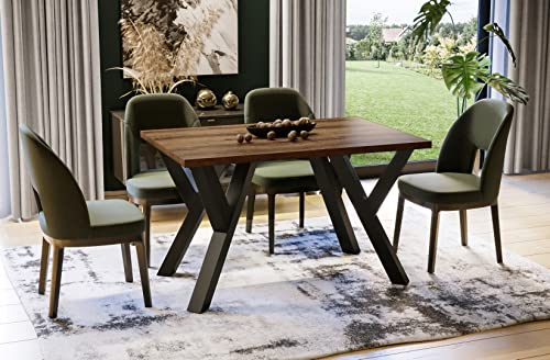 Endo-Moebel Esstisch Pier 130cm - 210cm erweiterbar | Moderner Küchentisch mit stabilem Metallgestell | Rechteckiger Esszimmertisch für Küche oder Esszimmer (Monastery Eiche)