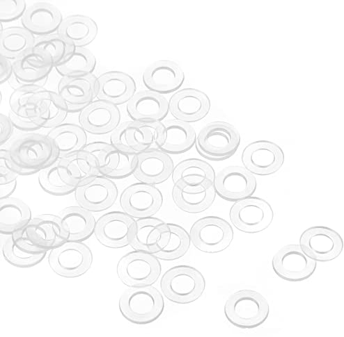 QUARKZMAN M5 Plastique Ronde Plate Rondelle Joint x 100 Pcs Nylon Rondelle Ronde Plate Rondelle Joint Joint Anneau pour Verre Porte Poignée, Transparent