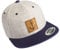 Cap Flexfit Snapback : Anker (Leder-Patch) - Kappe Herren & Damen Kapitänsmütze (Grau-Blau)