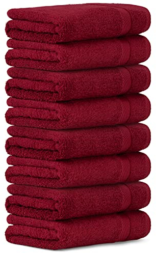 Luckytowel Handtücher Set 50x100 cm groß aus 100% Baumwolle, Handtuch Set mit 600g/m² Oeko-Tex Frottee Handtuchset als 8er Pack in Rot