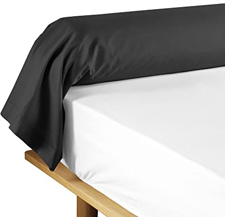 douceur d'intérieur, Taie de Traversin (85 x 185 cm) Lina Noir, 100% Coton