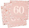 Servietten 60. geburtstag, 30 Stück Rosa Geburtstags Servietten, Happy Birthday 60 Servietten, 3-Lagig Milestone 60 Tischdekoration Papierservietten für Frau Geburtstag Feiern Party Jubiläum
