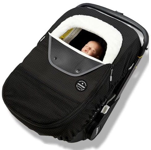 Mamatepe Winter-Autositzbezug für Babys, mit Reißverschlüssen und elastischem Rand, Autositz-Überdachung zum Schutz des Babys vor kaltem Wind, Regen und Schnee, universelle Passform für Babyschale