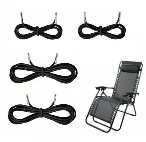 ZJT Gummischnur für Liegestuhl, Liegestuhl Elastische Schnur, Schwarz Gummibänder Ersatzteile Universal für Liegestuhl für Sonnenliege,Gartenliege, Strandliege (2 x 2.1 m + 2 x 1.35 m)