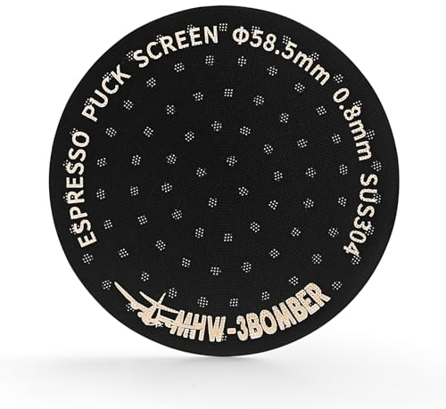 MHW-3BOMBER 58.5mm Espresso Puck Sieb Metall Kaffeefilter Wiederverwendbare Espressofilter für 58mm Siebträger 0.8mm Dicke Titan-Beschichtung Schwarz FG5588