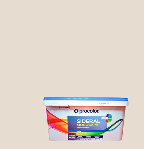 Pintura de Interior Monocapa Sideral Mix. Colores del Mundo. Alta cubrición, Lavable, Colores duraderos. Cubeta de 4 L. (4 L., Beige intermedio - Nepal)