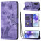 LSPCASA Housse Protection pour Samsung Galaxy A55 Matériau en Cuir PU Coque Samsung A55 5G avec Fentes pour Cartes Étui Motif Papillon Chat Coque Samsung A55 Violet