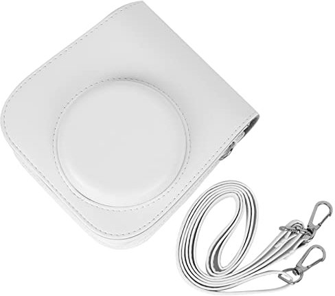 QANYEGN PU Leather Camera Pouch, Camera Protective Bag, Portable Camera Bag with Adjustable Shoulder Strap and Pocket for Instax Mini 11 Camera(White)