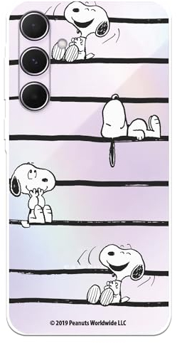 Schutzhülle kompatibel mit Samsung Galaxy A55 5G, offizielle Peanuts Snoopy Streifen zum Schutz Ihres Handys. Transparente Silikonhülle, flexibel, mit offizieller Snoopy-Lizenz