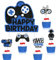 ENLACE Videospiel Tortendeko Geburtstag Junge,6 Stück Happy Birthday Cake Topper Blau,Glitzer Gaming Kuchen Deko,Tortendeko Videospiel,Gamer Deko für Torte zum Kindergeburtstag Spiel Thema Party