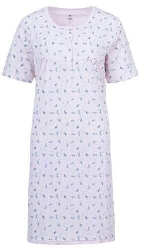 Zeitlos Chemise de nuit à manches courtes pour femme - Branches et boutons - M-6XL, Rose, 3XL
