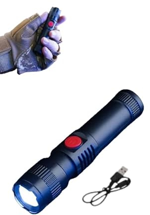 Mini Linterna LED Recargable, 2000L Super Brillante con 3 Modos,Linterna de Mano Impermeable de Enfoque Ajustable - Ultra Portátil para Ciclismo, Camping, Montañismo, Emergencia, etc etc. [Clase de e