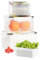 Rongxze 3 Pack Fresh Food Storage Containers for Fridge, Fridge Containers Organizers 3.15L+1.7L+0.8L, Fresh Vegetable Container with Colander for Fridge, Fruit (White)