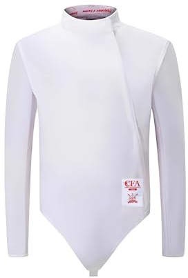 KXJPIZIYB Oberteil für Fechtuniform Aus Eisseide, Schutzkleidung für Fechter, Fechtausrüstung für Florett/Degen/Säbel, 450N-Wettkampfuniform(White Right Hand,46#)