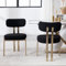 chairus Kunstfell Esszimmerstühle 2er Set Wohnzimmer Modern Armlose Akzentstühle Küchenstühle mit Goldene Metallbeinen (Schwarz)