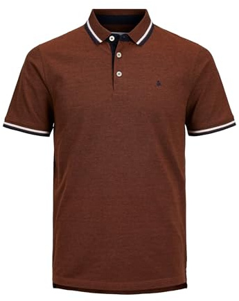 JACK & JONES Herren Fit Polo Shirt JJEPAULOS Uni Sommer Hemd Kurz Arm Pique Cotton Big Size, Farben:Mittelbraun, Größe:8XL