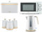 Tower Cavaletto White 1.7L 3KW Jug Kettle, T24034WHT 20L 700W Microwave, Bread Bin & Canisters. Contemporary Matching Kitchen Set of 6