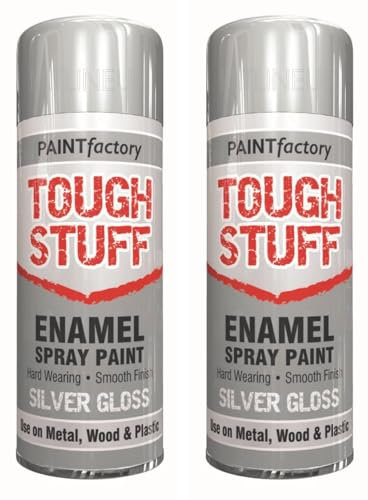 2 x 400ml Silver Gloss Spray Paint – Multi-Purpose Enamel Aerosol for Wood, Metal, Plastic, Crafts – Quick Drying, Interior & Exterior Use – High Shine Finish