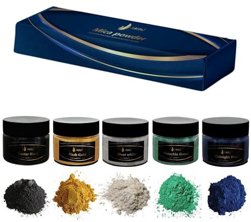 Epoxidharz Farbe Metallic (5x20g Jars) Set, AArtsZ Mica Powder Pulver, Epoxy Resin Farbe, Pigment, Farbpigmente, Pigmentpulver Farben für Kosmetisches Qualität, Niveau Lipgloss