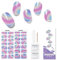 DUKASOU Gel Nail Strips - 28 pcs Gel Nail Stickers-Full Wraps- Salon Quality Soft Holy Gels Nails Stickers UV- Long Lasting, UV Lamp Compatible, Easy to Carry & Use & Remove