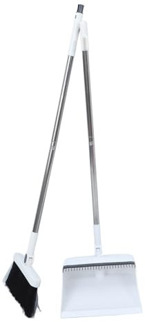 BCOATH 180degree Long Handle Dustpan Brush Set Dusters for Cleaning Broom Dustpan Set Chinese Desktop Cleaner Soft Broom Stainless Steel Handle