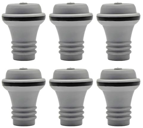 6 Pcs Wine Saver Vacuum Stoppers, Wine Bottle Stoppers,Wine Stoppers for Bottles, Reusable Bottle Sealer Preserver Keep Wine Fresh for 7+ Days,Compatible with Wine Saver Pump,for Champagne,Grey